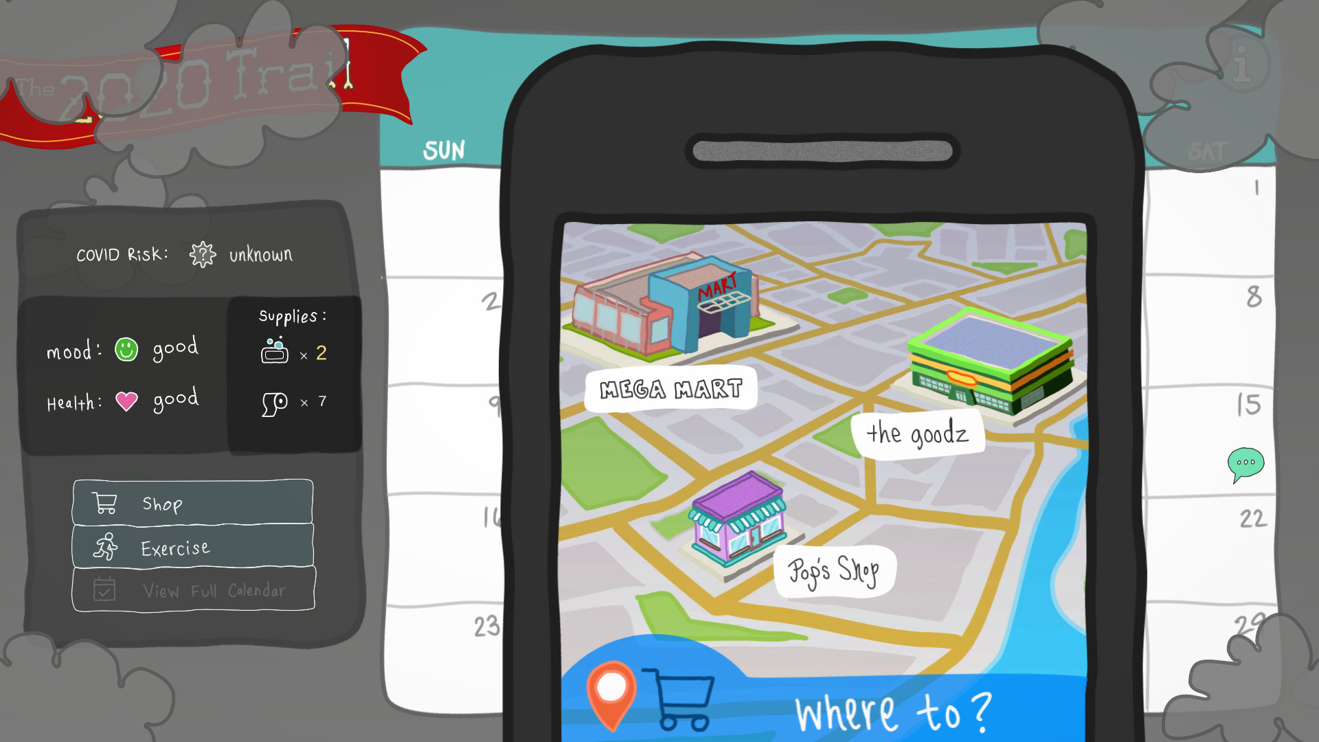 The shopping activity screen